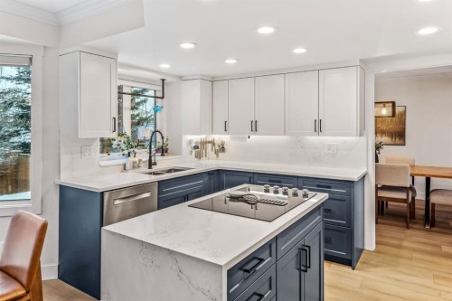 76 Stradbrooke Way Sw, Calgary, AB - Indoor Photo Showing Kitchen With Double Sink