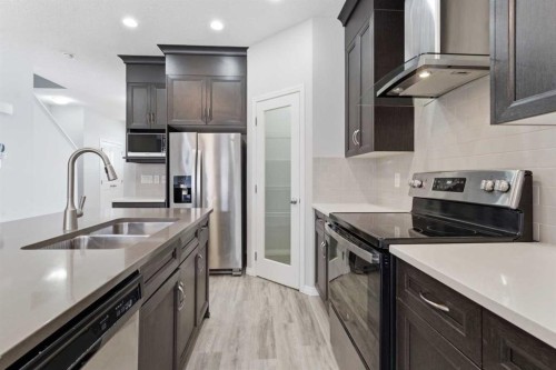 730 Redstone Drive Ne, Calgary, AB - Indoor Photo Showing Kitchen With Double Sink With Upgraded Kitchen