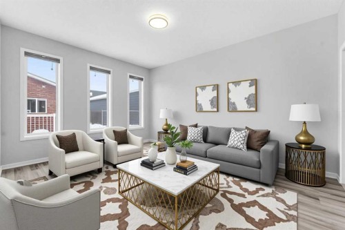 730 Redstone Drive Ne, Calgary, AB - Indoor Photo Showing Living Room