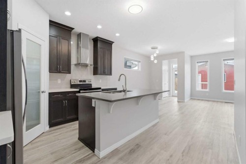 730 Redstone Drive Ne, Calgary, AB - Indoor Photo Showing Kitchen With Upgraded Kitchen