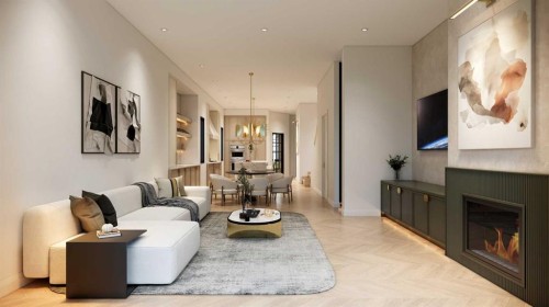 2320 54 Avenue Sw, Calgary, AB - Indoor Photo Showing Living Room With Fireplace