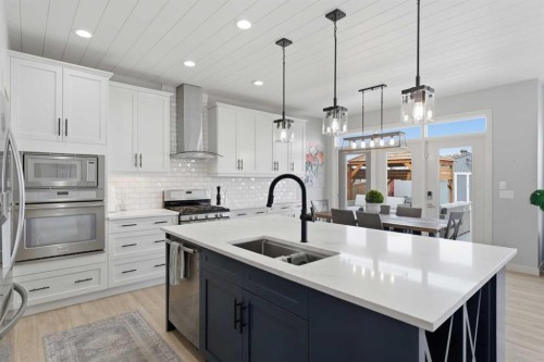 55 Marquis Green Se, Calgary, AB - Indoor Photo Showing Kitchen With Double Sink With Upgraded Kitchen