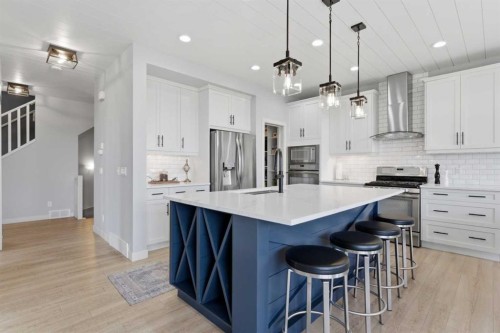 55 Marquis Green Se, Calgary, AB - Indoor Photo Showing Kitchen With Stainless Steel Kitchen With Upgraded Kitchen