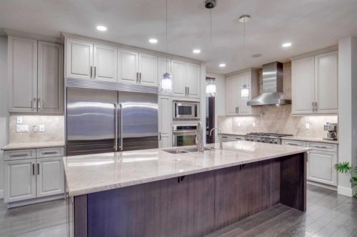 61 Masters Landing Se, Calgary, AB - Indoor Photo Showing Kitchen With Upgraded Kitchen