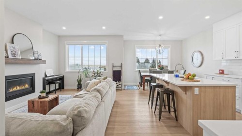 60 Ranchers View, Okotoks, AB - Indoor Photo Showing Living Room With Fireplace