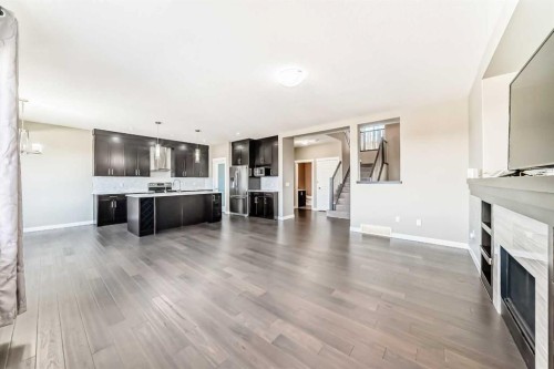 184 Sherview Grove Nw, Calgary, AB - Indoor Photo Showing Living Room With Fireplace