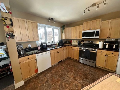 2123 16 Avenue, Didsbury, AB - Indoor Photo Showing Kitchen With Double Sink