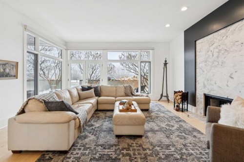 3834 1A Street Sw, Calgary, AB - Indoor Photo Showing Living Room With Fireplace