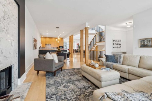 3834 1A Street Sw, Calgary, AB - Indoor Photo Showing Living Room With Fireplace