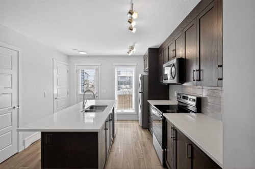 306-338 Seton Circle Se, Calgary, AB - Indoor Photo Showing Kitchen With Double Sink With Upgraded Kitchen