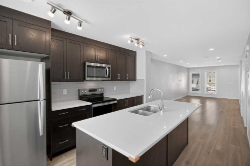 306-338 Seton Circle Se, Calgary, AB - Indoor Photo Showing Kitchen With Double Sink With Upgraded Kitchen