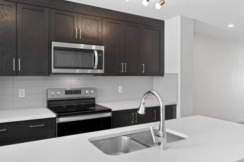 306-338 Seton Circle Se, Calgary, AB - Indoor Photo Showing Kitchen With Double Sink With Upgraded Kitchen