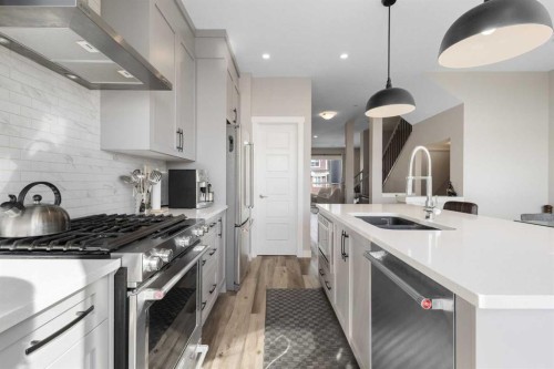 45 Howse Street Ne, Calgary, AB - Indoor Photo Showing Kitchen With Double Sink With Upgraded Kitchen