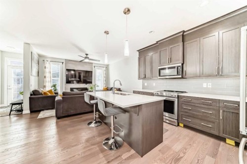 423 Redstone Drive Ne, Calgary, AB - Indoor Photo Showing Kitchen With Upgraded Kitchen