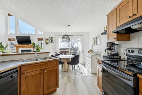 214 Cougarstone Circle Sw, Calgary, AB - Indoor Photo Showing Kitchen With Double Sink