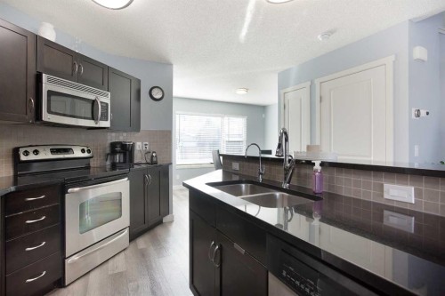 1074 Panatella Boulevard Nw, Calgary, AB - Indoor Photo Showing Kitchen With Double Sink