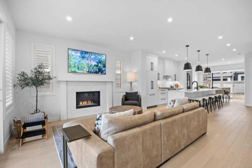 80 Timberline Way Sw, Calgary, AB - Indoor Photo Showing Living Room With Fireplace