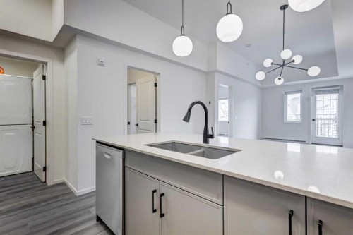 407-140 Mahogany Street, Calgary, AB - Indoor Photo Showing Kitchen With Double Sink