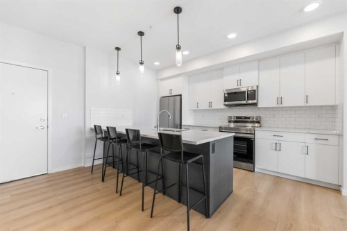 6403-20295 Seton Way Se, Calgary, AB - Indoor Photo Showing Kitchen With Upgraded Kitchen