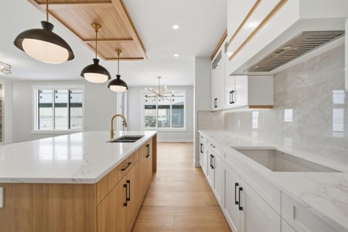 2005 Waterbury Road, Chestermere, AB - Indoor Photo Showing Kitchen With Double Sink With Upgraded Kitchen