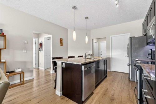 308-402 Marquis Lane Se, Calgary, AB - Indoor Photo Showing Kitchen With Stainless Steel Kitchen With Upgraded Kitchen