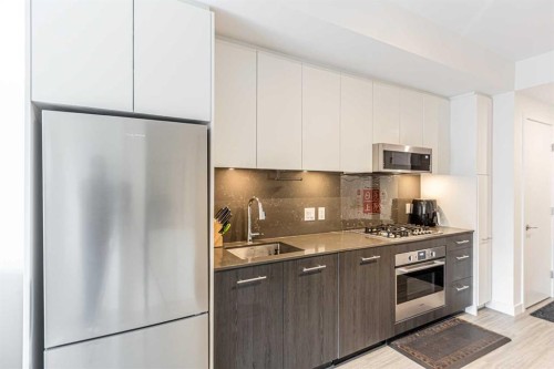 1107-730 2 Avenue Sw, Calgary, AB - Indoor Photo Showing Kitchen With Stainless Steel Kitchen With Upgraded Kitchen