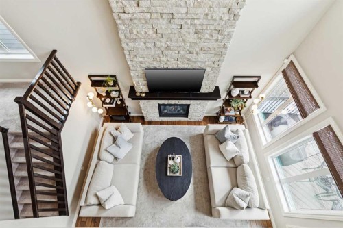 200 Aspen Summit View Sw, Calgary, AB - Indoor With Fireplace