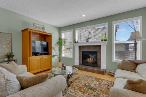 4 Cranfield Circle Se, Calgary, AB - Indoor Photo Showing Living Room With Fireplace