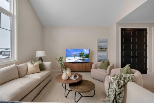 47 Sundown Crescent, Cochrane, AB - Indoor Photo Showing Living Room