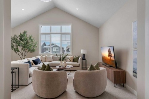 47 Sundown Crescent, Cochrane, AB - Indoor Photo Showing Living Room