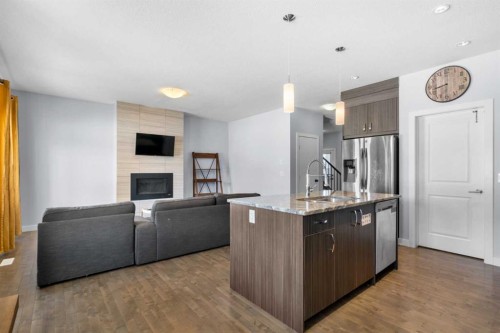 252 Nolanhurst Crescent Nw, Calgary, AB - Indoor Photo Showing Kitchen With Fireplace With Stainless Steel Kitchen With Upgraded Kitchen