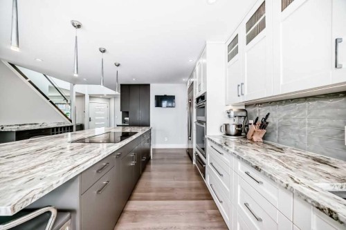 256 Riverside Mews Se, Calgary, AB - Indoor Photo Showing Kitchen With Upgraded Kitchen