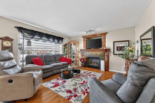 155 Morningside Circle Sw, Airdrie, AB - Indoor Photo Showing Living Room With Fireplace