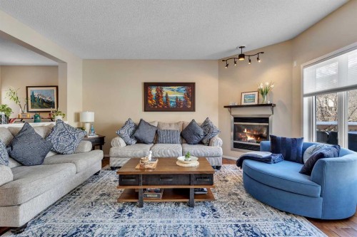 10 Evansbrooke Place Nw, Calgary, AB - Indoor Photo Showing Living Room With Fireplace