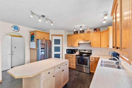 5107 42 Street, Olds, AB - Indoor Photo Showing Kitchen With Double Sink