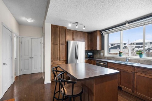 46 River Heights Boulevard, Cochrane, AB - Indoor Photo Showing Kitchen With Double Sink