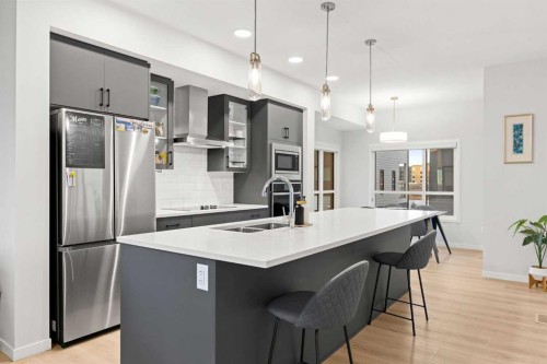 617-20295 Seton Way Se, Calgary, AB - Indoor Photo Showing Kitchen With Double Sink With Upgraded Kitchen