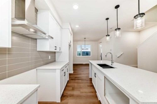 62 Starling Boulevard Nw, Calgary, AB - Indoor Photo Showing Kitchen With Double Sink