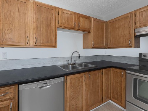84 Queen Anne Close Se, Calgary, AB - Indoor Photo Showing Kitchen With Double Sink