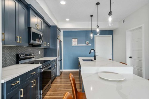 1306-42 Cranbrook Gardens Se, Calgary, AB - Indoor Photo Showing Kitchen With Stainless Steel Kitchen With Upgraded Kitchen