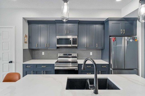 1306-42 Cranbrook Gardens Se, Calgary, AB - Indoor Photo Showing Kitchen With Stainless Steel Kitchen With Double Sink With Upgraded Kitchen