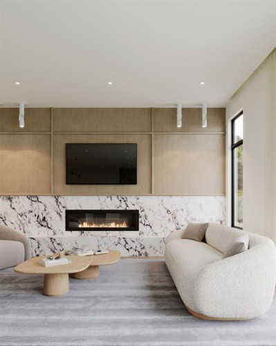 14 Lissington Drive Sw, Calgary, AB - Indoor Photo Showing Living Room With Fireplace