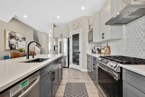 3675 Cornerstone Boulevard Ne, Calgary, AB - Indoor Photo Showing Kitchen With Stainless Steel Kitchen With Upgraded Kitchen