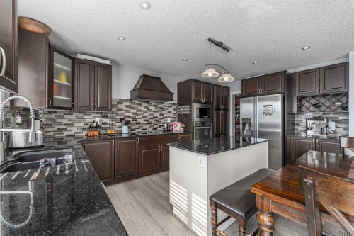 217 Bayside Place Sw, Airdrie, AB - Indoor Photo Showing Kitchen With Stainless Steel Kitchen With Double Sink With Upgraded Kitchen