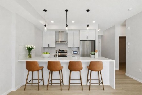 6408-20295 Seton Way Se, Calgary, AB - Indoor Photo Showing Kitchen With Double Sink With Upgraded Kitchen