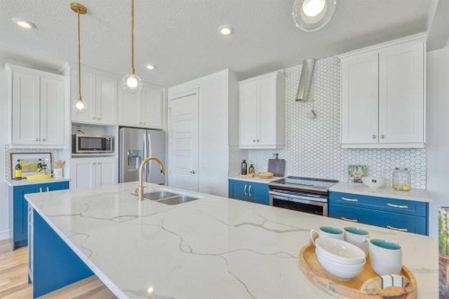 8320 Mayday Link Sw, Edmonton, AB - Indoor Photo Showing Kitchen With Double Sink With Upgraded Kitchen