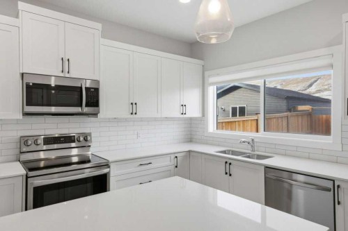 311 Wolf Creek Way Se, Calgary, AB - Indoor Photo Showing Kitchen With Stainless Steel Kitchen With Double Sink With Upgraded Kitchen