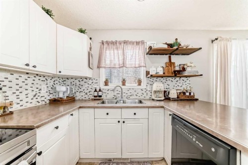155 Erin Meadow Way Se, Calgary, AB - Indoor Photo Showing Kitchen With Double Sink