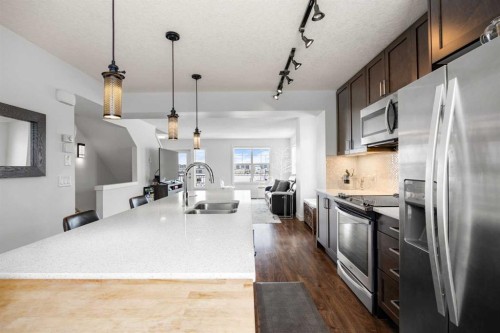 111 Evanscrest Gardens Nw, Calgary, AB - Indoor Photo Showing Kitchen With Stainless Steel Kitchen With Double Sink With Upgraded Kitchen