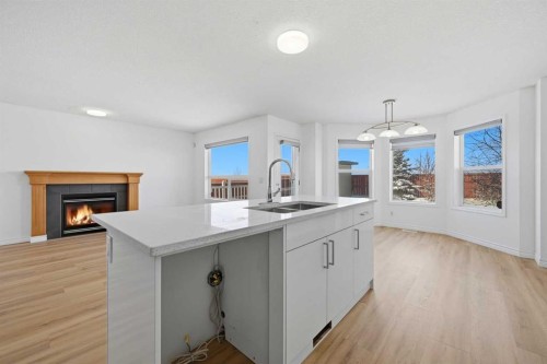 165 Saddlecrest Way Ne, Calgary, AB - Indoor Photo Showing Kitchen With Fireplace With Double Sink